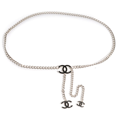 Chanel Enamel CC Chain Logo Belt Silver Black 1 of 5