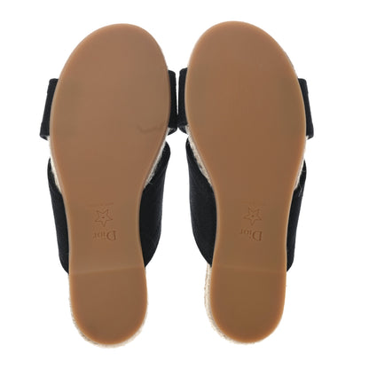 Christian Dior Canvas Embroidered Granville Espadrille Crisscross Flat Slide Sandals 36 Black 5 of 7