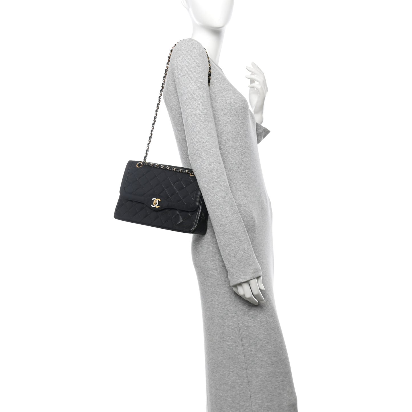 Lambskin Quilted Medium Double Flap Bag Black