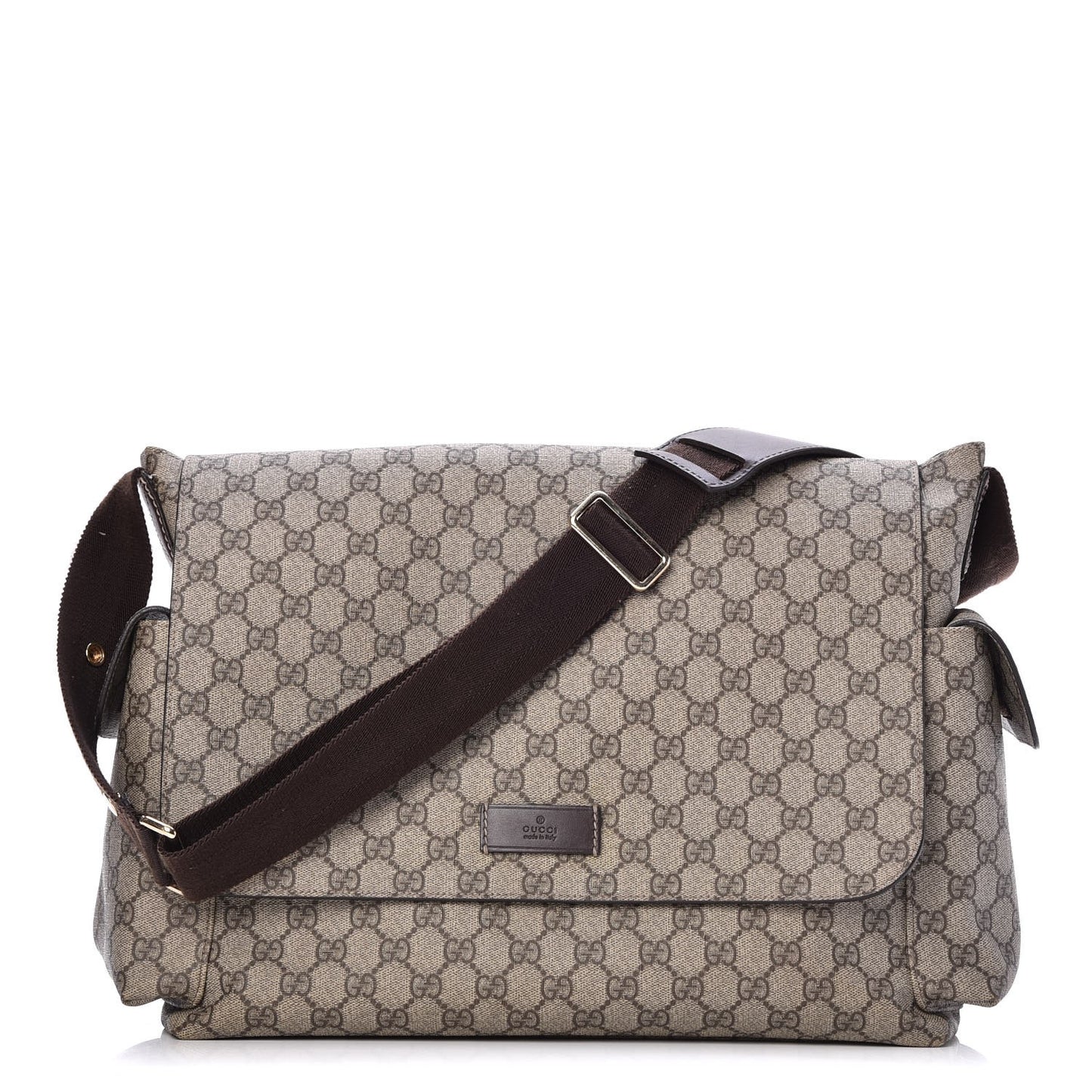 GG Plus Monogram Messenger Diaper Bag Dark Brown