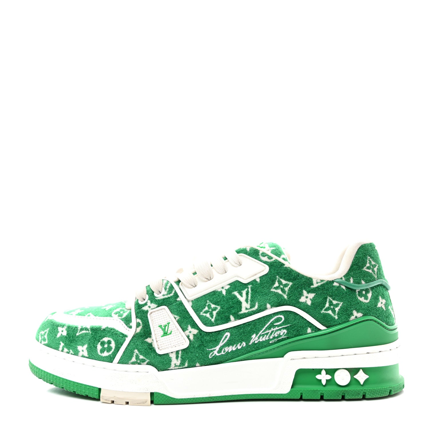 Louis Vuitton Jacquard Velvet Monogram Mens LV Trainer Sneakers 7 Vert 1 of 13