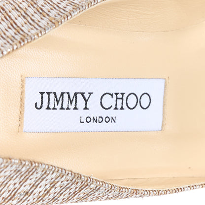 Jimmy Choo Metallic Lame Fabric Crystal Bow Veil 100 Pumps 38.5 Champagne 7 of 9
