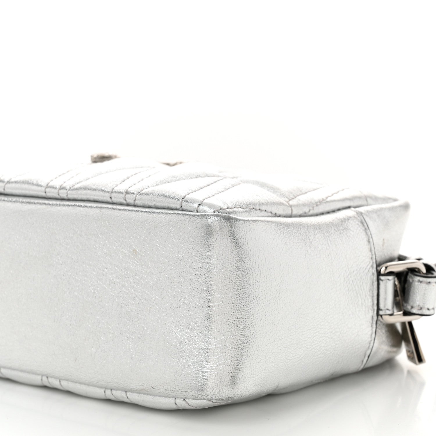 Versace Metallic Nappa Quilted Virtus Mini Camera Bag Silver 9 of 10