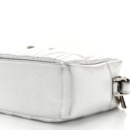 Versace Metallic Nappa Quilted Virtus Mini Camera Bag Silver 9 of 10
