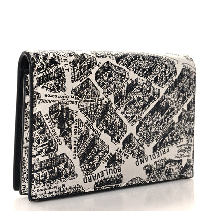 Christian Dior Calfskin Plan De Paris Print Flap Card Holder White Black 3 of 8