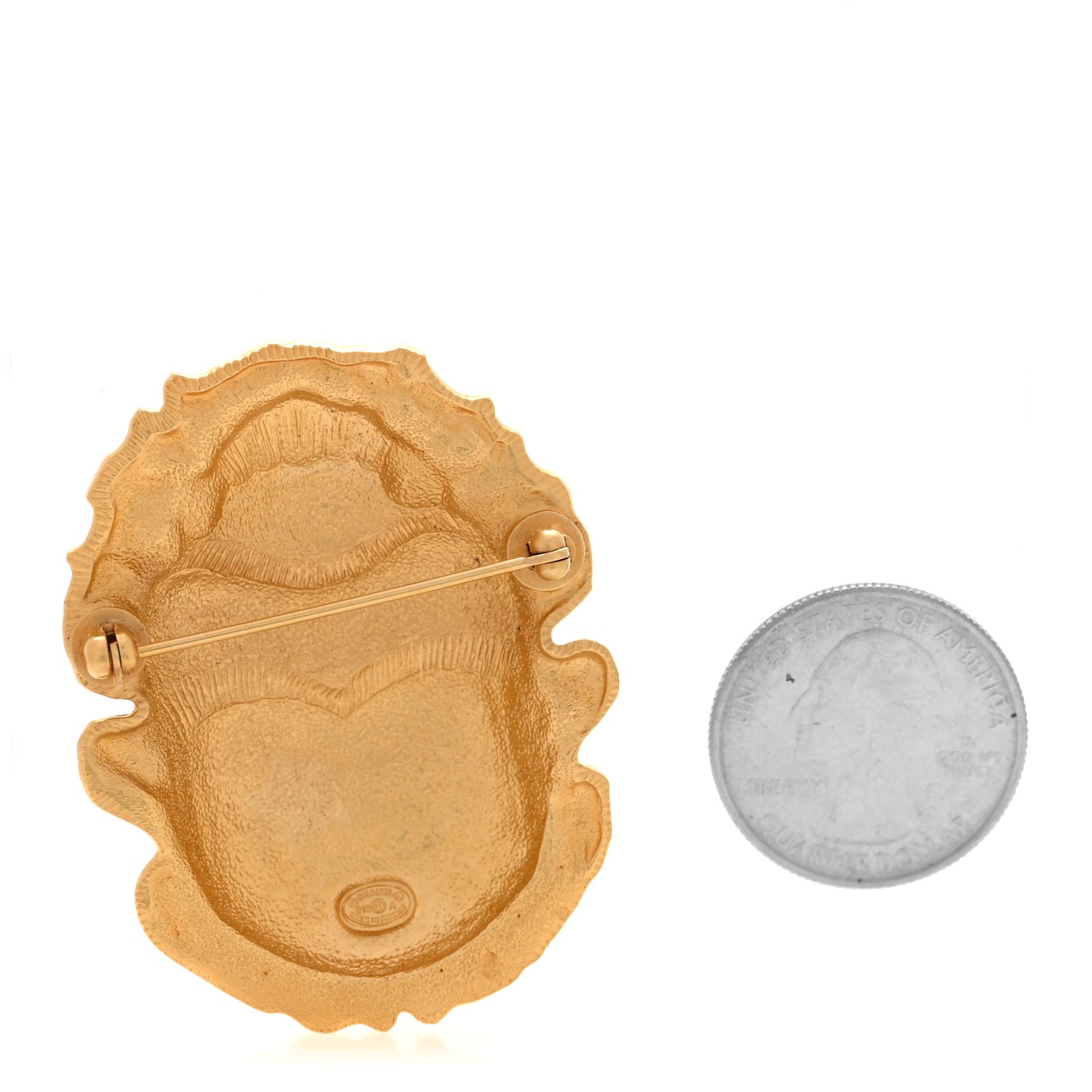 Metal Scarab CC Brooch Gold