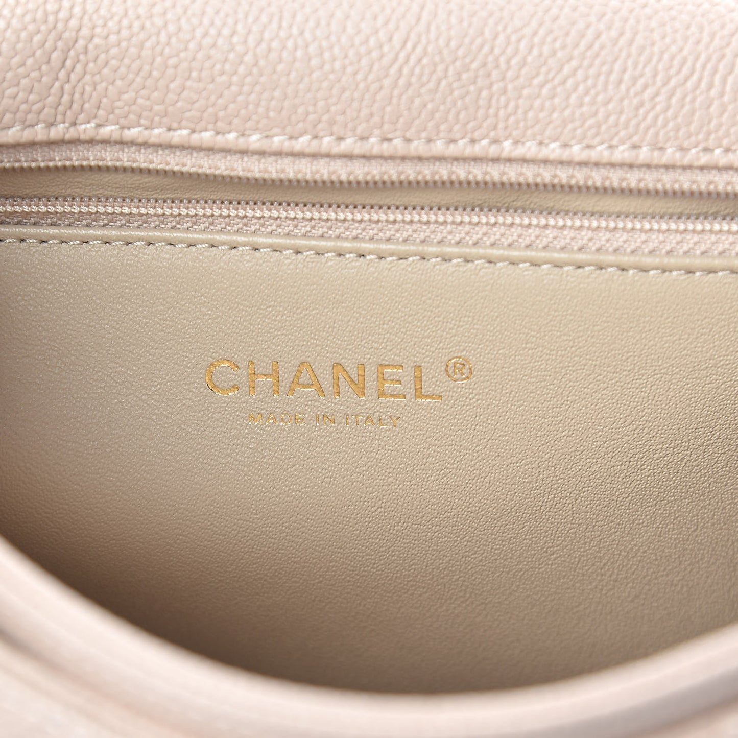 Caviar Quilted Flap Light Beige