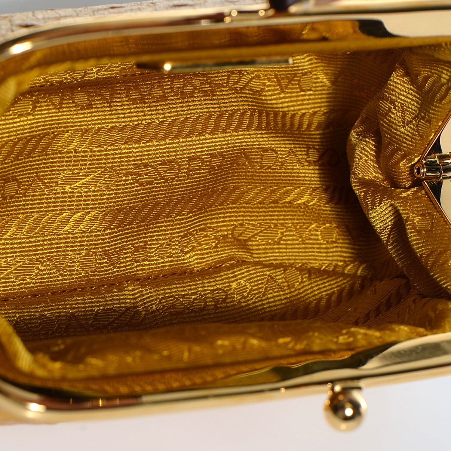 Prada Ostrich Frame Coin Purse Soleil 5 of 9