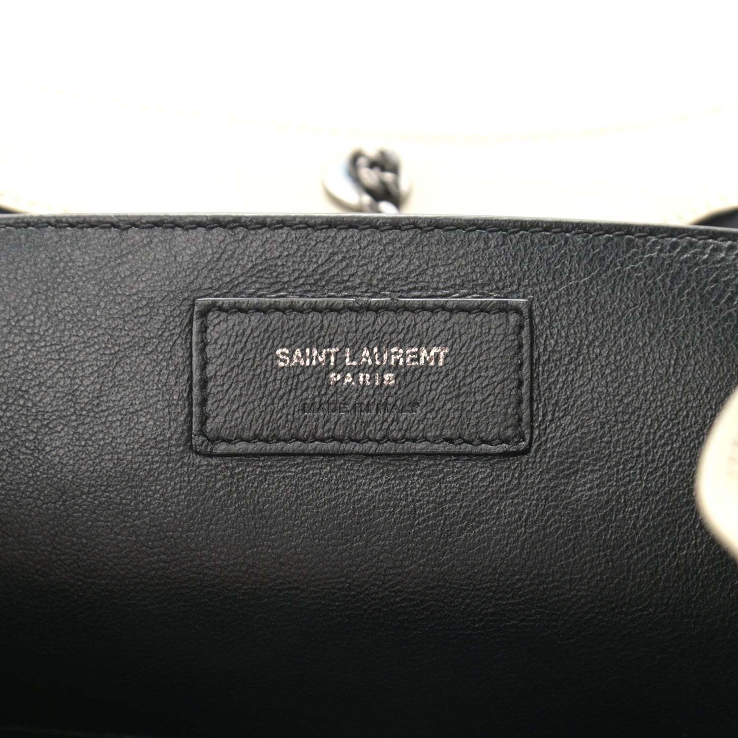 Saint Laurent Pebbled Lambskin Chevron Monogram Small Nolita Crema Soft 6 of 11