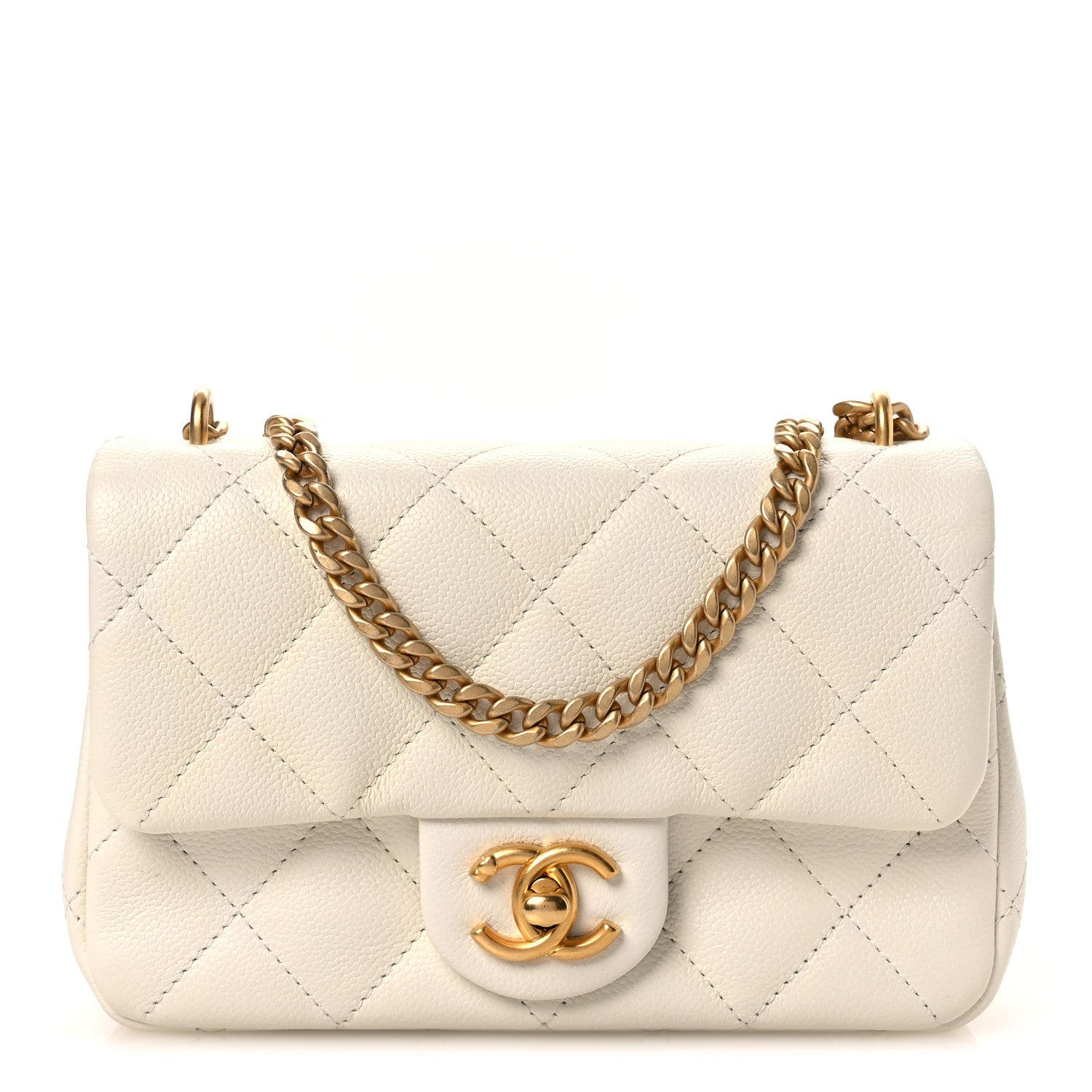 Chanel Caviar Quilted Mini Sweetheart Rectangular Flap White 1 of 10