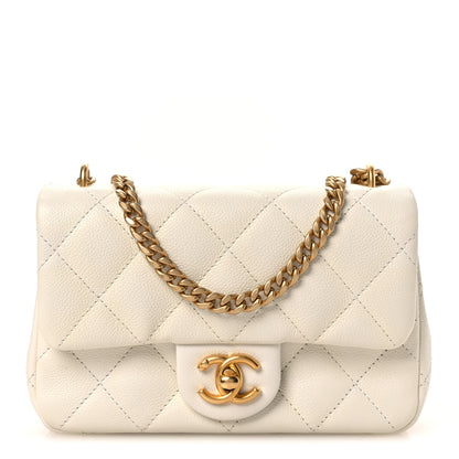 Chanel Caviar Quilted Mini Sweetheart Rectangular Flap White 1 of 10