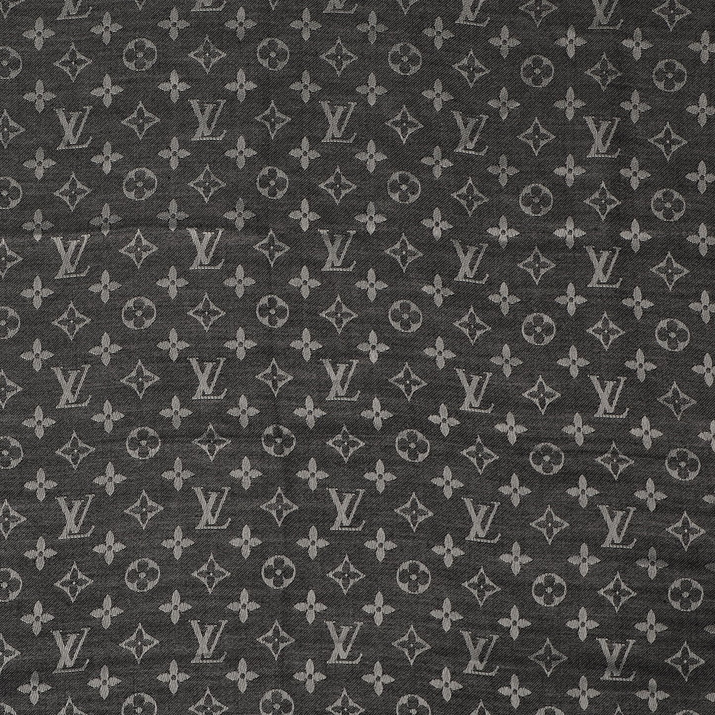 Silk Wool Monogram Denim Shawl Black