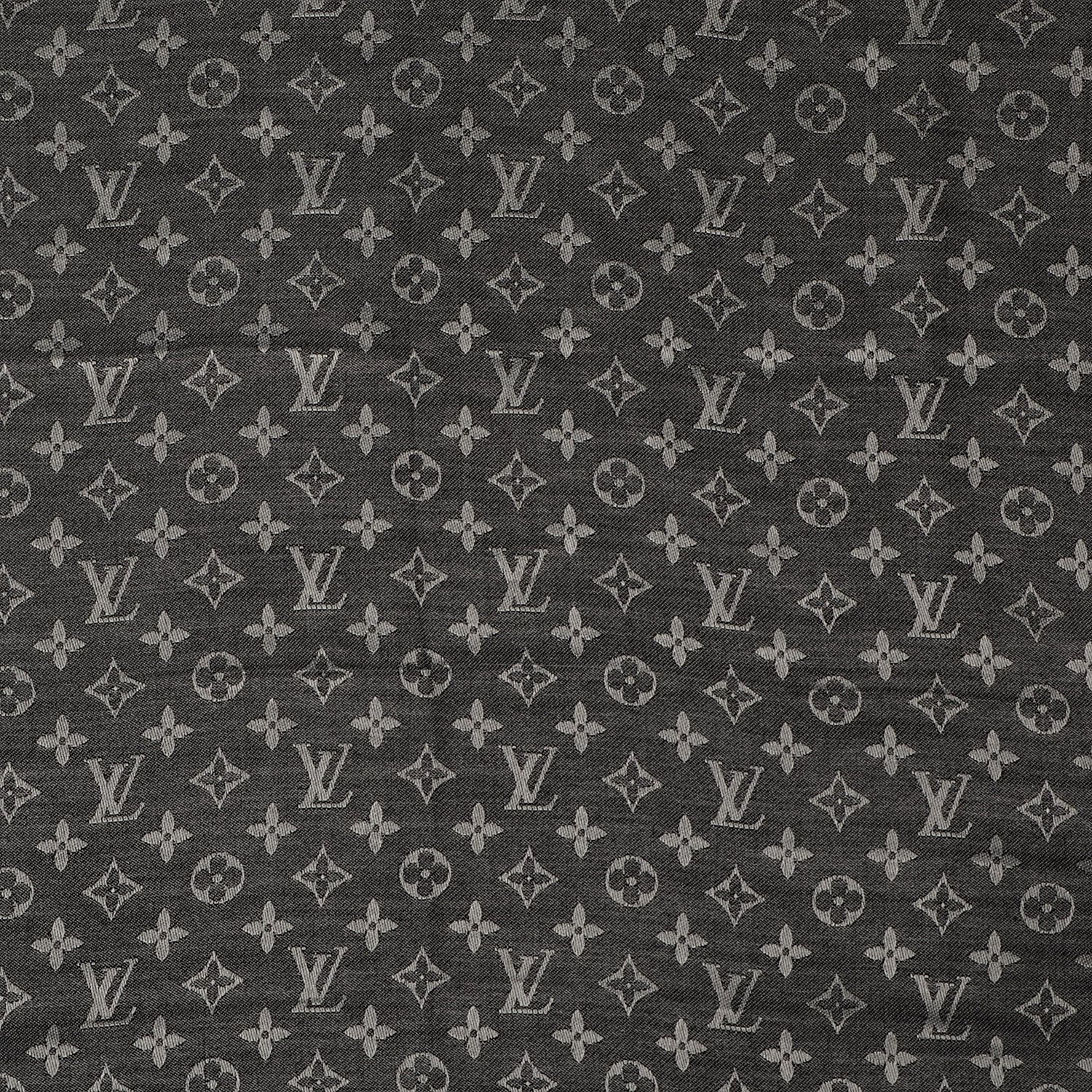 Louis Vuitton Silk Wool Monogram Denim Shawl Black 1 of 5