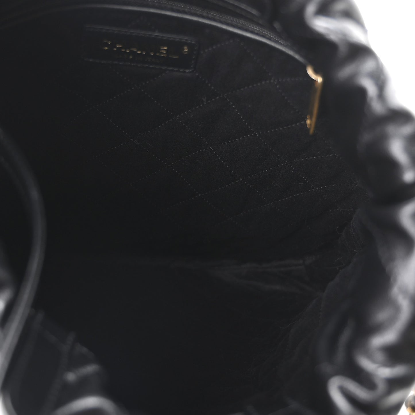Shiny Calfskin Quilted Chanel 22 Backpack Black