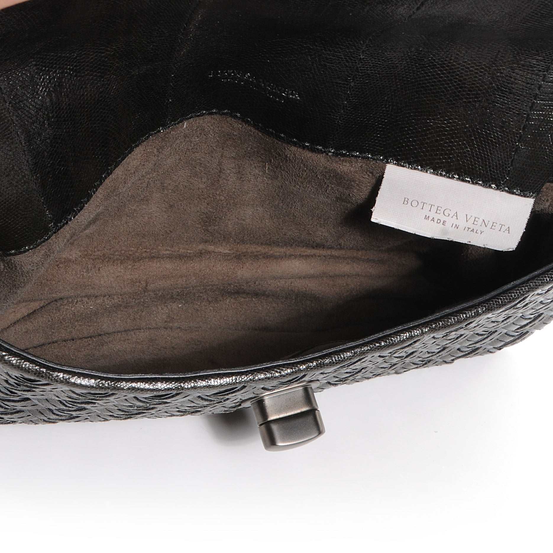 Bottega Veneta Snakeskin Turnlock Clutch Black 6 of 9