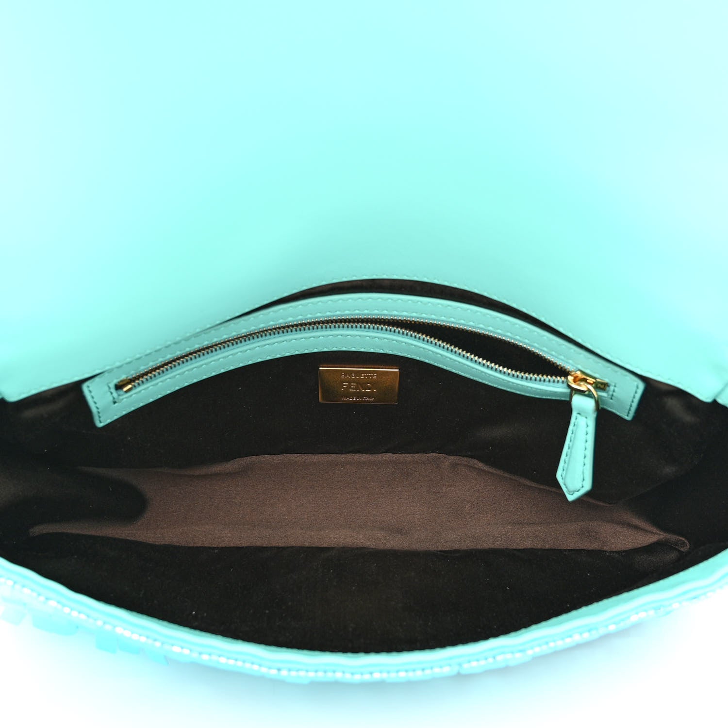 Fendi Sequin Paillettes Vitello Grace Sex and the City Baguette Spring Turquoise 5 of 14