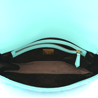 Fendi Sequin Paillettes Vitello Grace Sex and the City Baguette Spring Turquoise 5 of 14