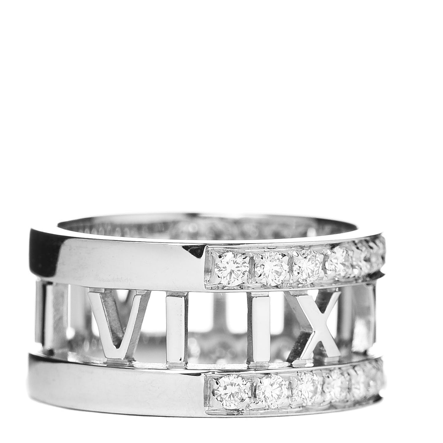18K White Gold Diamond Atlas Open Ring 49 4.75