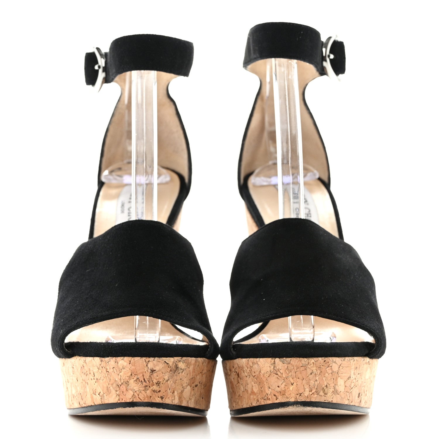 Jimmy Choo Suede Cork Neyo 120 Wedges 38 Black 2 of 8