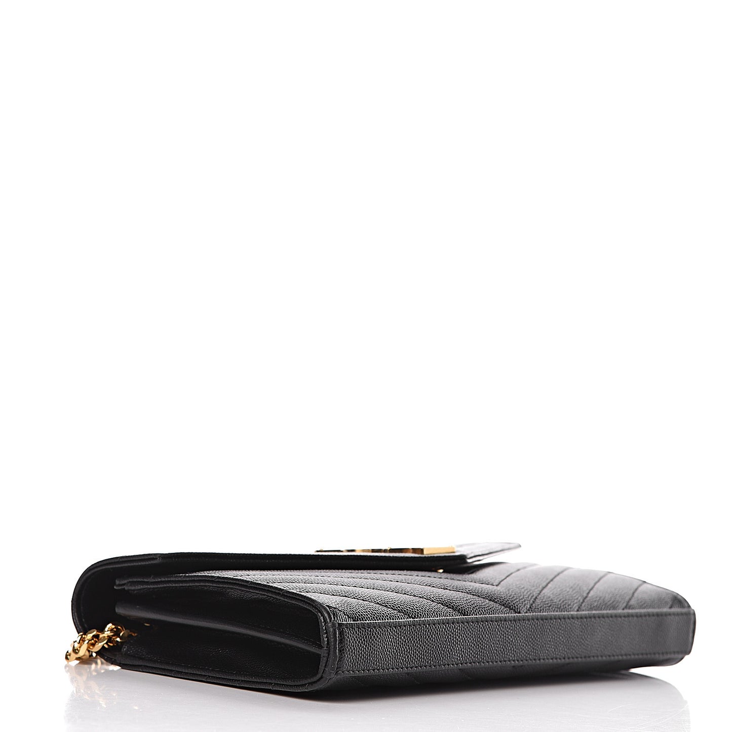 Grain De Poudre Matelasse Chevron Monogram Chain Wallet Black