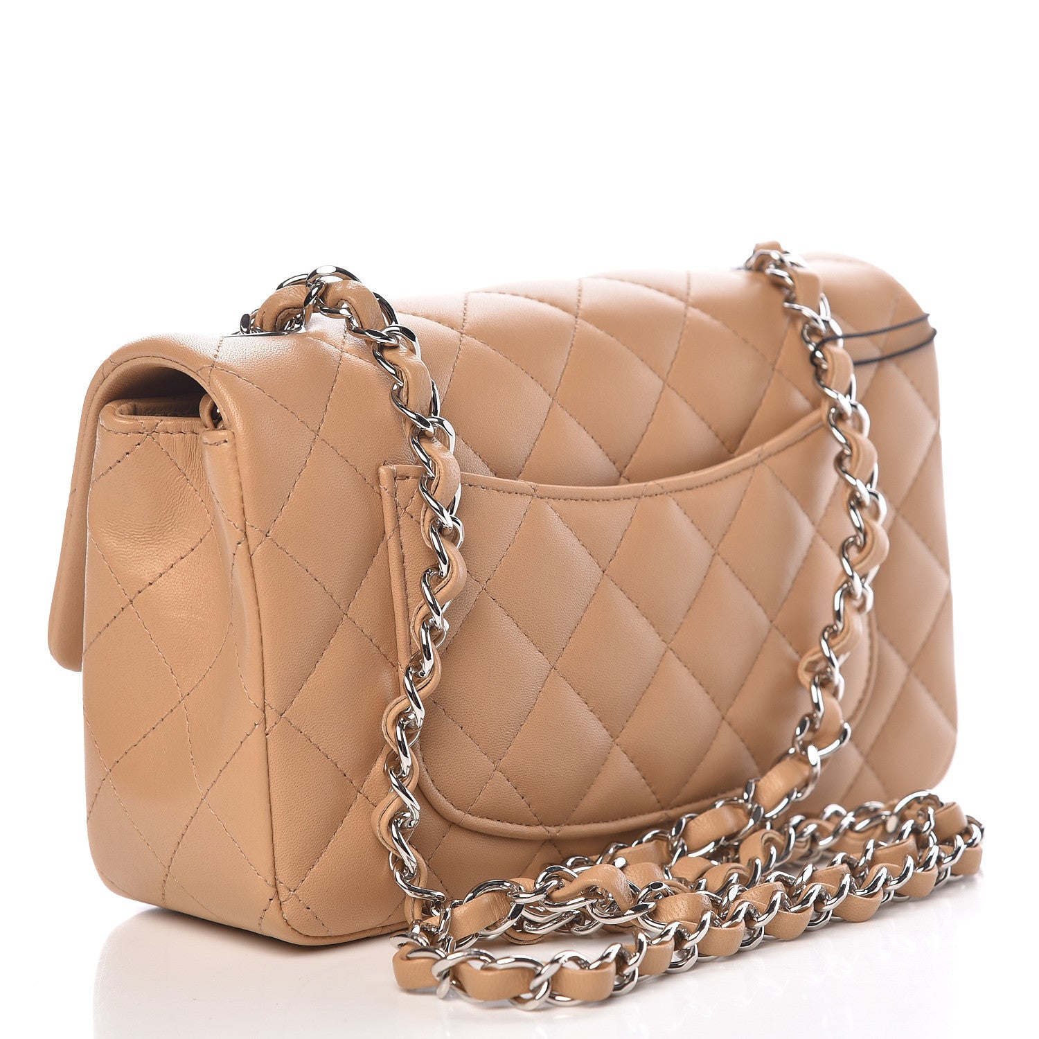 Chanel Lambskin Quilted Mini Rectangular Flap Beige 3 of 12