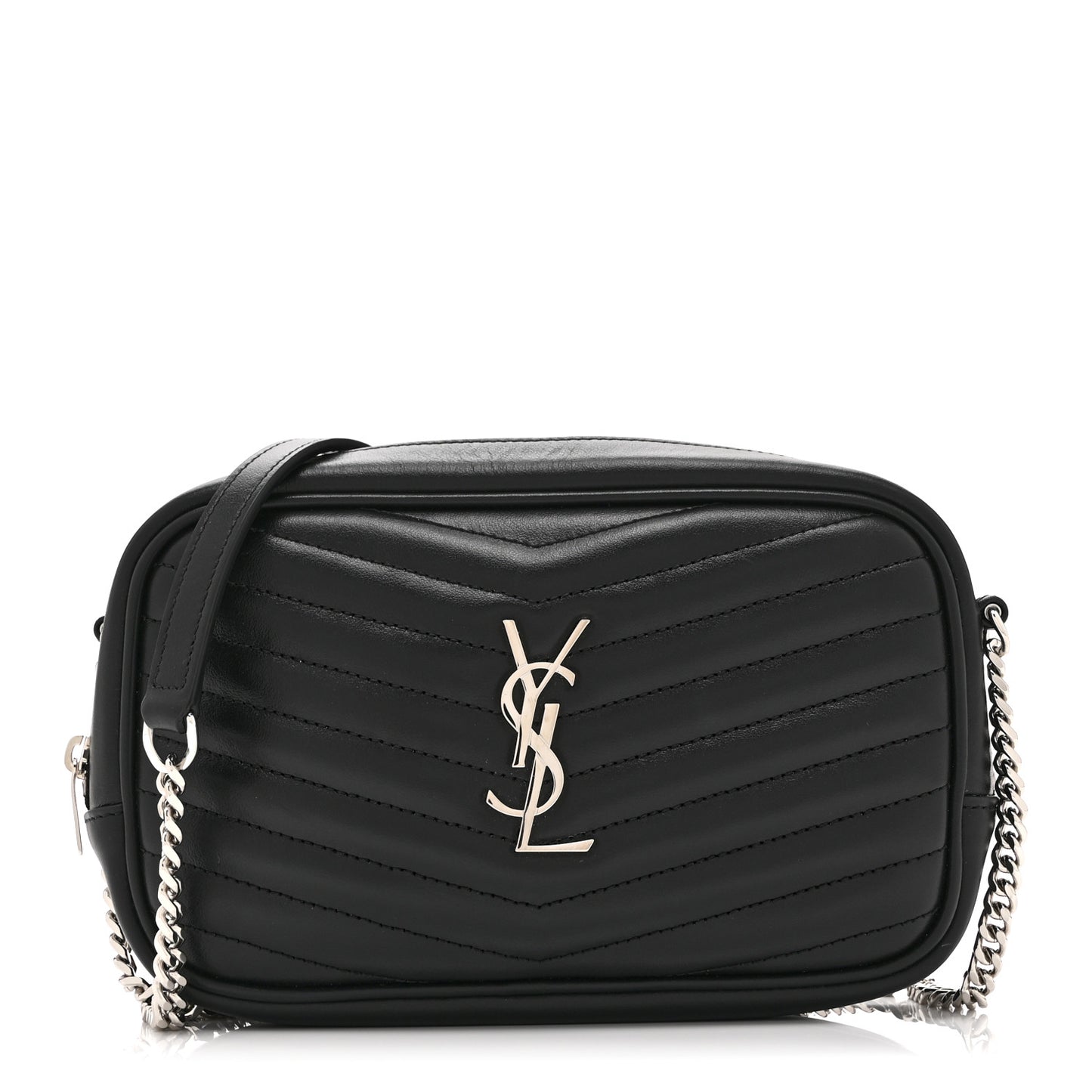 Calfskin Matelasse Monogram Mini Lou Camera Bag Black