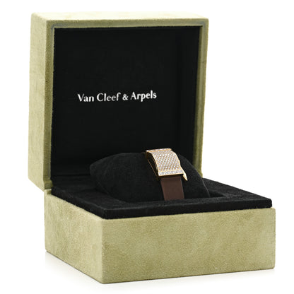 Van Cleef & Arpels 18K Yellow Gold Satin Diamond 17mm Secret Pavée Quartz Watch 6 of 6