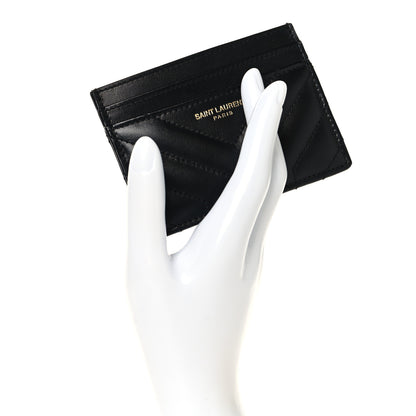 Saint Laurent Calfskin Matelasse Chevron Joan Credit Card Case Black 2 of 8
