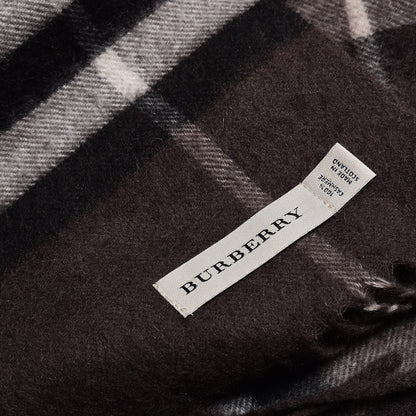 Burberry Cashmere Giant Check Fringe Scarf Dark Brown 7 of 7