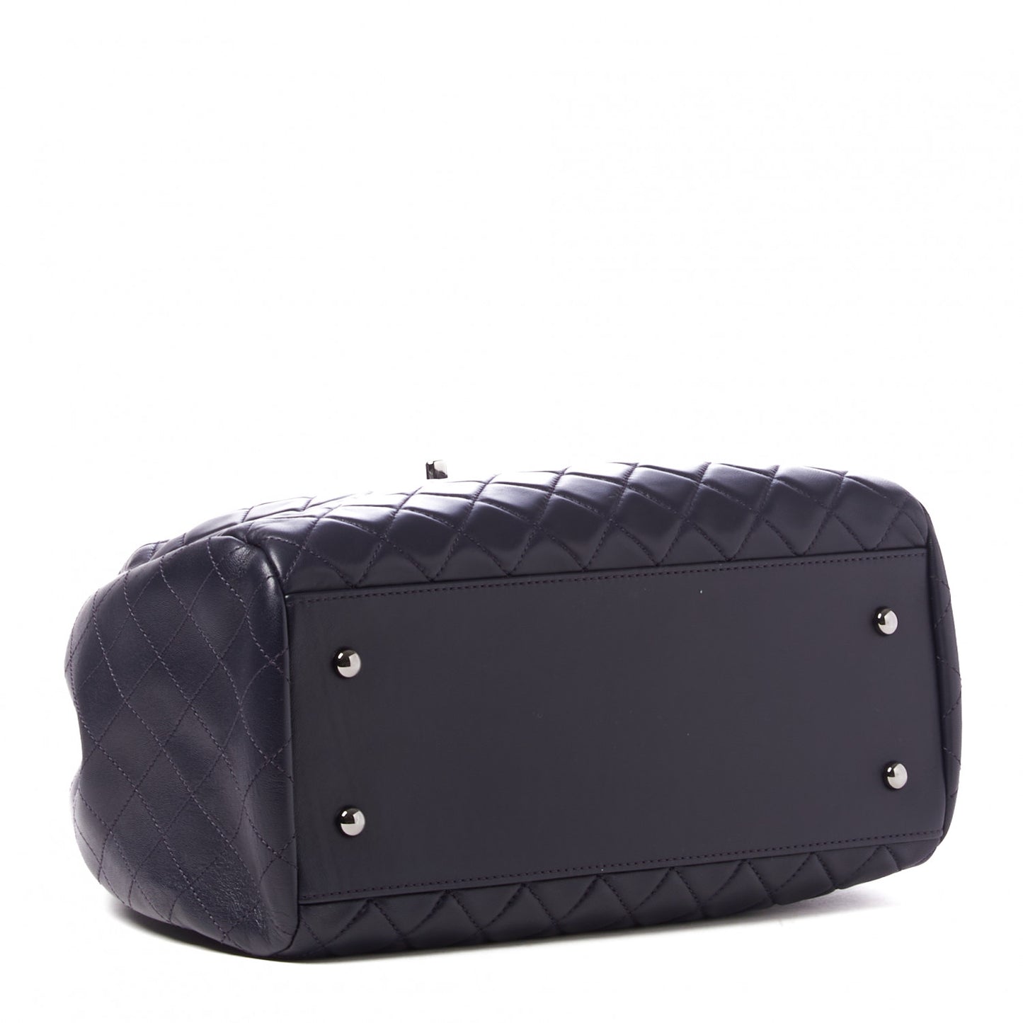 Lambskin Quilted Large Drawstring Shoulder Bag Dark Purple