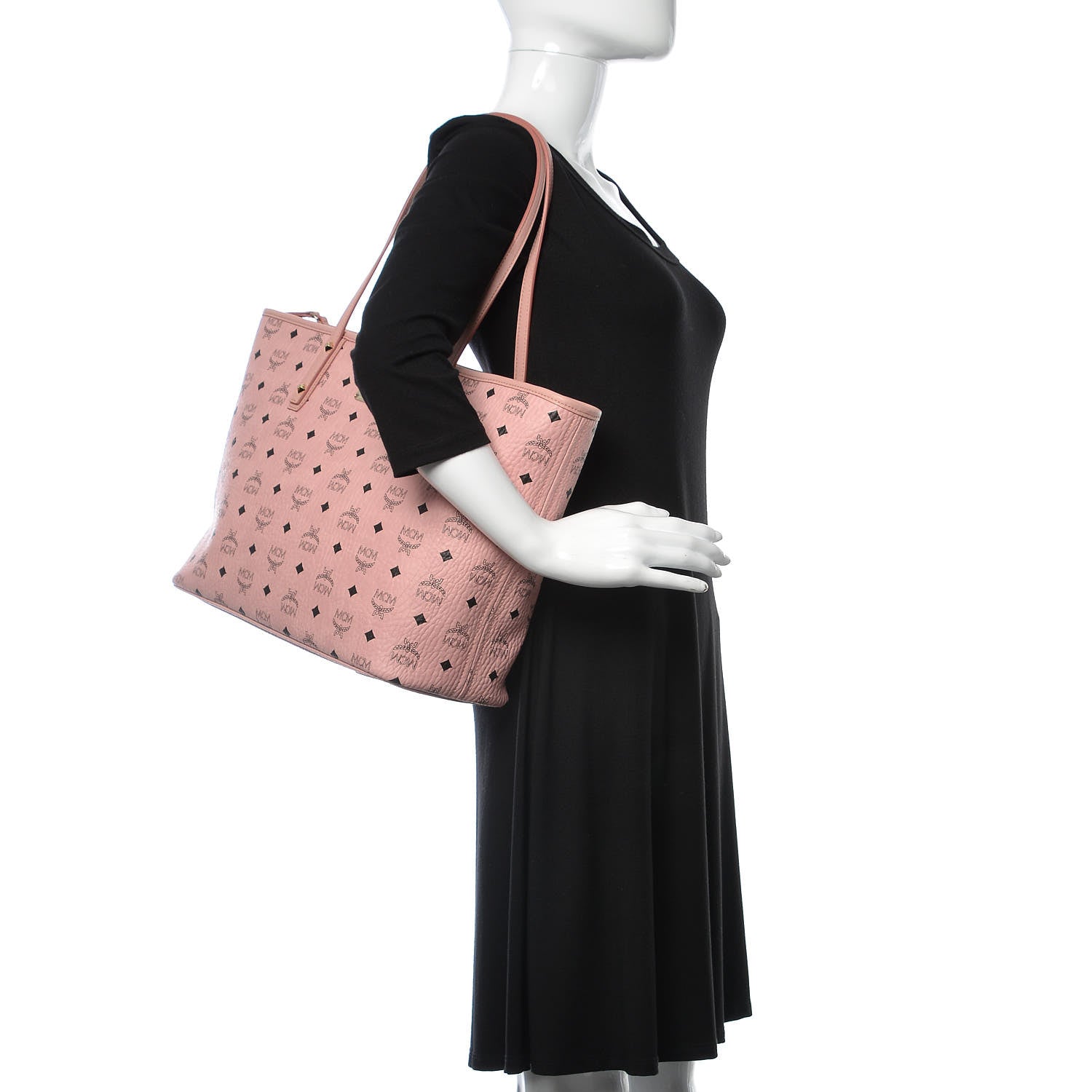 MCM Visetos Medium Anya Shopper Tote Light Pink 2 of 11