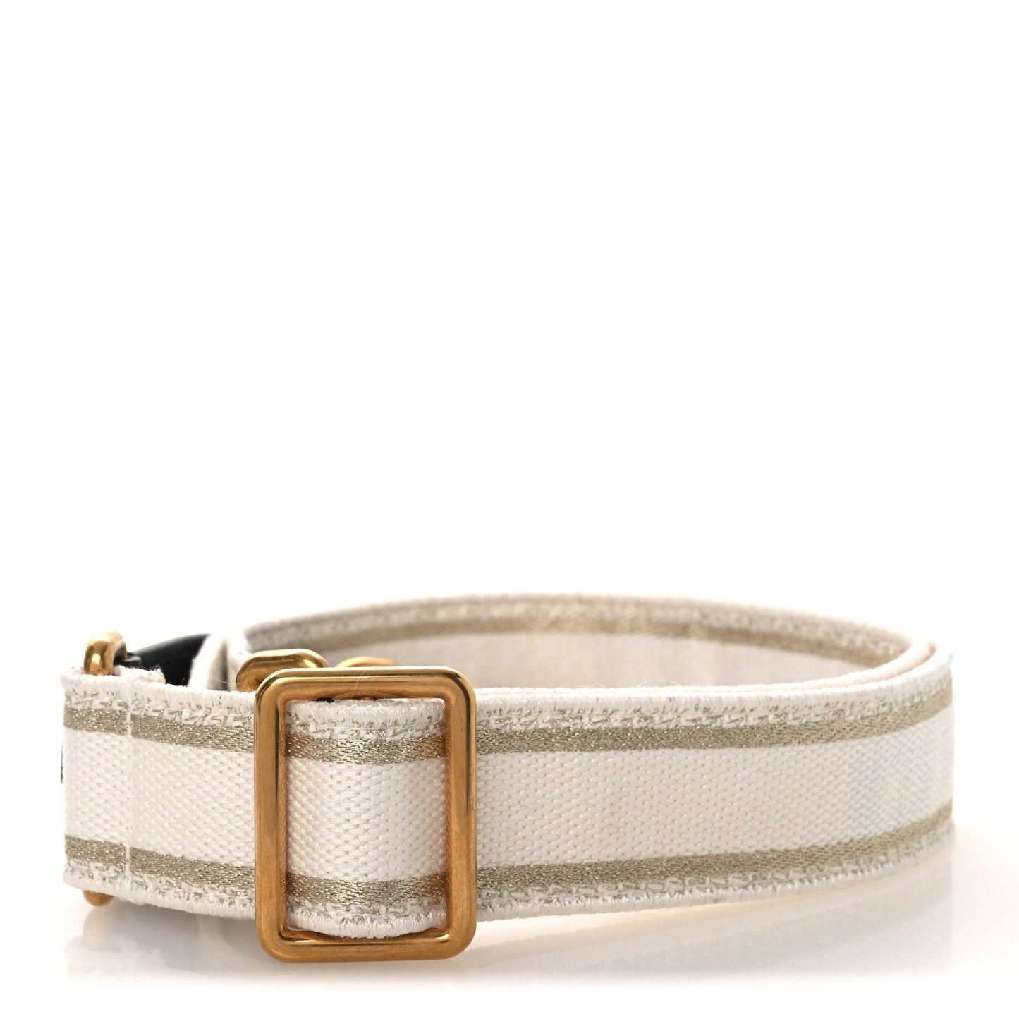 Canvas Embroidered Shoulder Strap White Gold