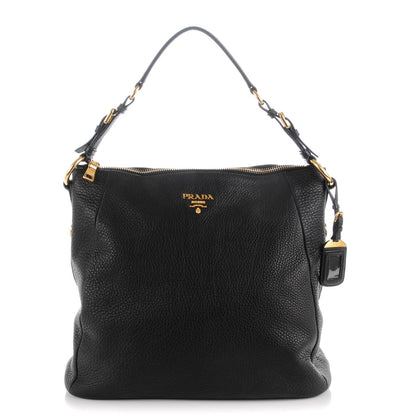 Prada Deerskin Shoulder Bag Black 1 of 8