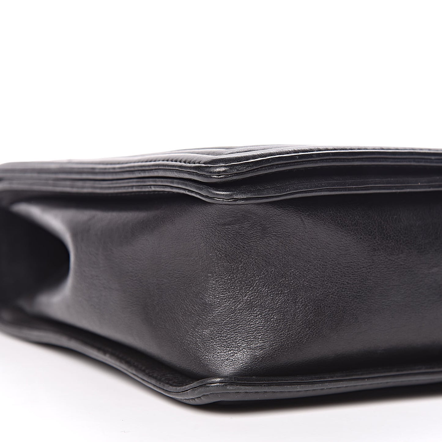 Calfskin Quilted Large Boy Flap Black