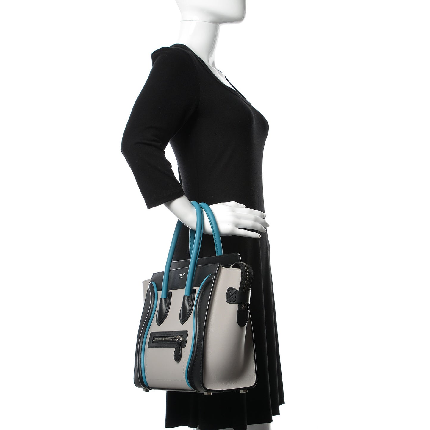 Smooth Calfskin Micro Tri-Color Luggage Turquoise