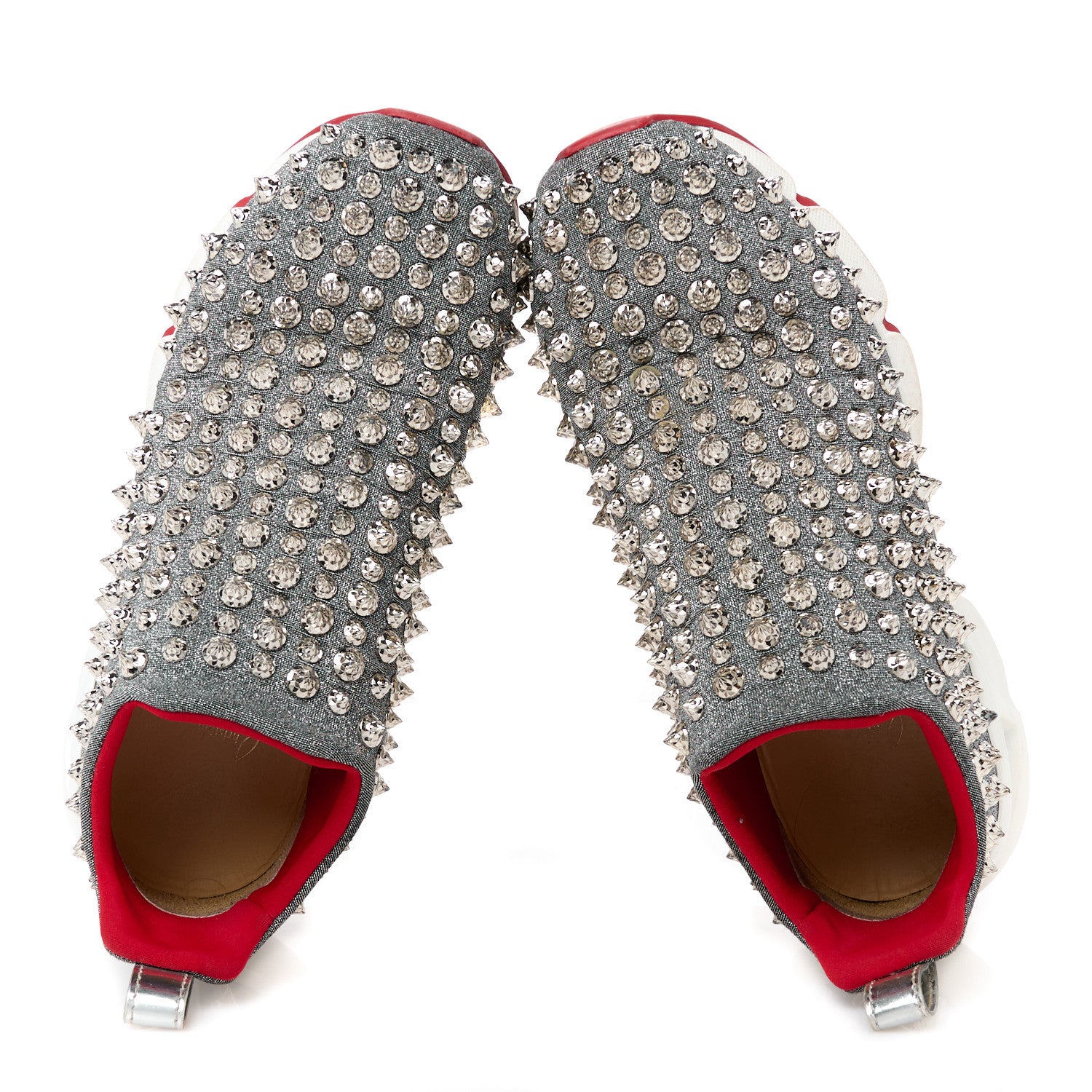 Christian Louboutin Neo Lame Spike Sock Donna Flat Sneakers 36 Snow Silver 5 of 9