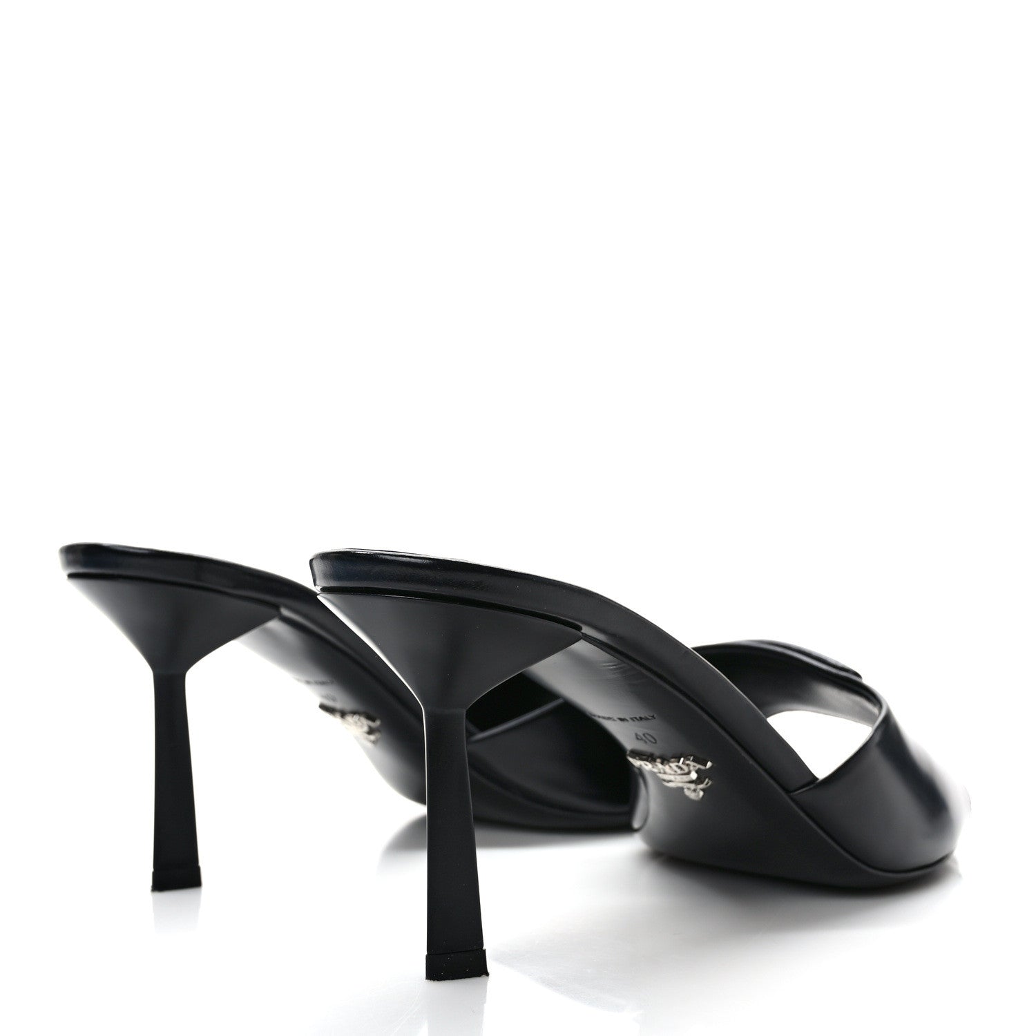 Prada Spazzolato Logo 75mm Slide Sandals 40 Black 4 of 10