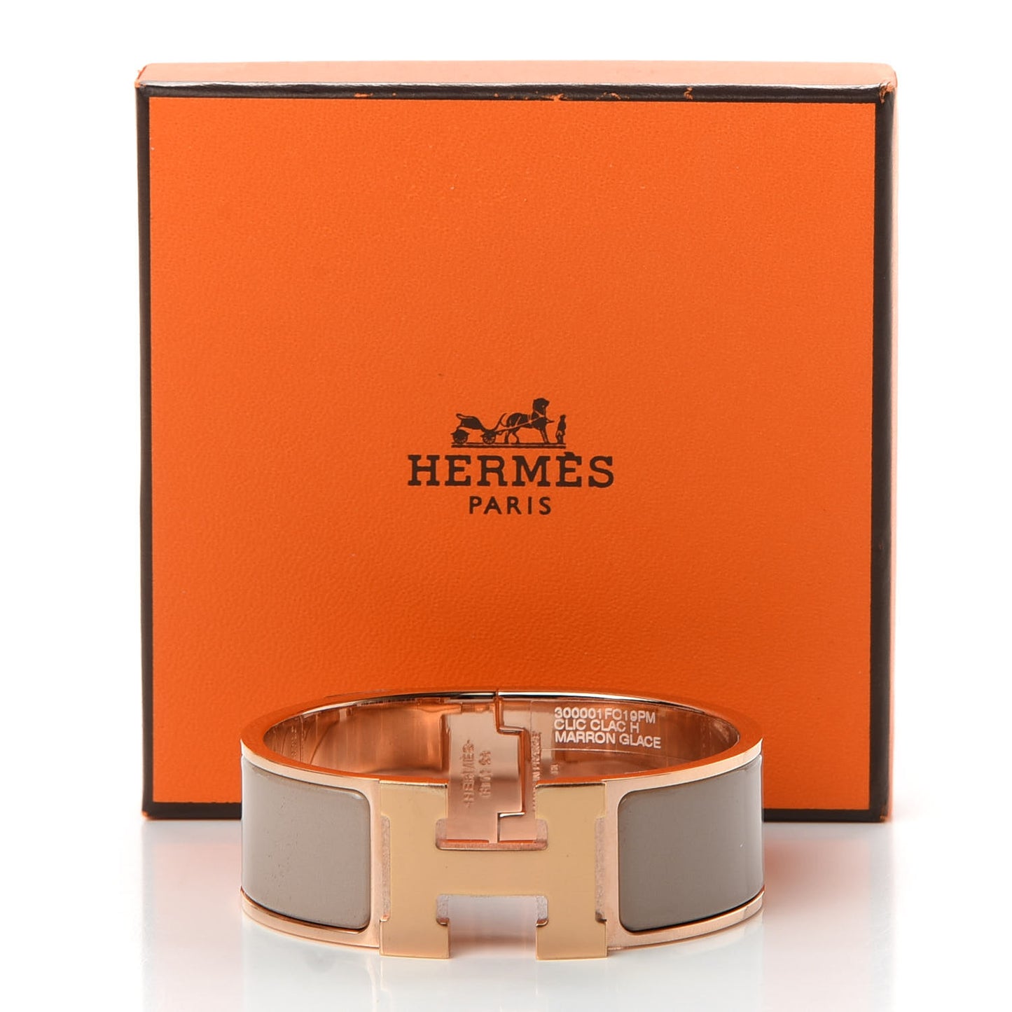 Enamel Wide Clic Clac H Bracelet PM Marron Glace