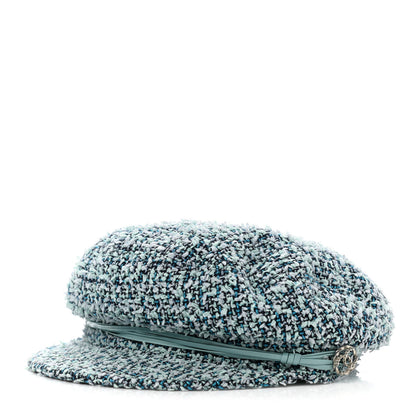 Chanel Metallic Tweed Lambskin CC Cap M Black Blue Multicolor 1 of 9