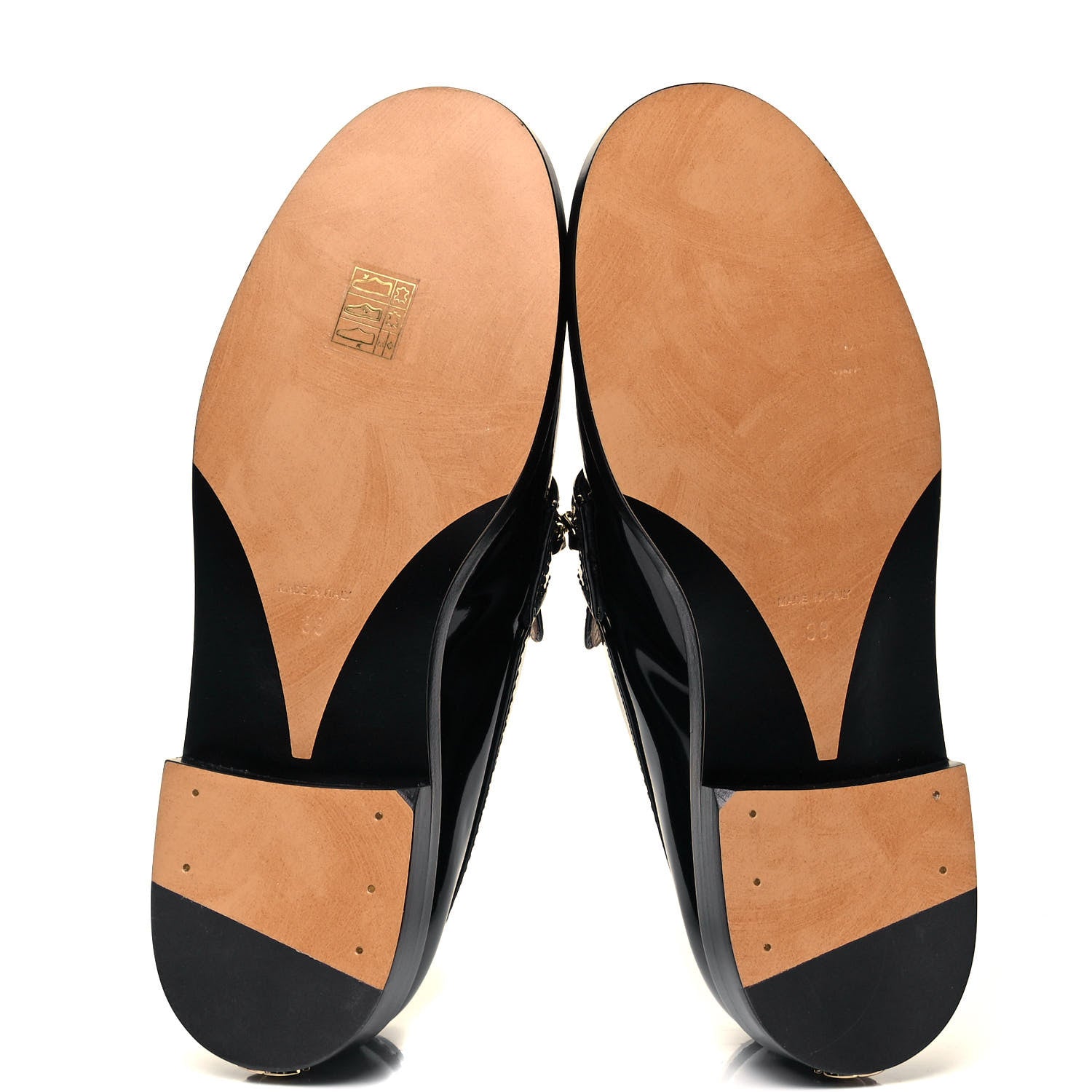 Chanel Shiny Calfskin Logo Loafers 38 Black 5 of 7
