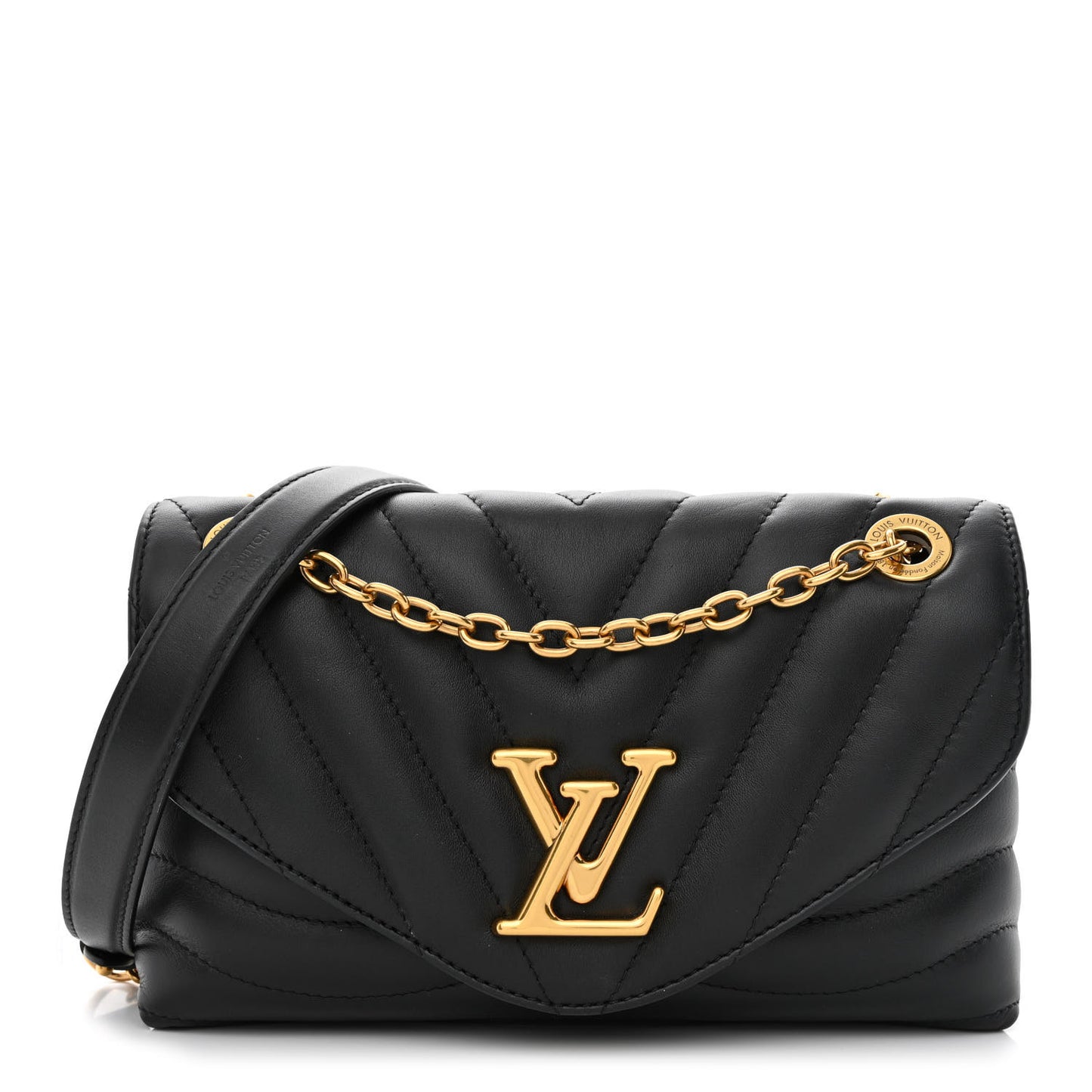 Calfskin LV New Wave Chain Bag Black