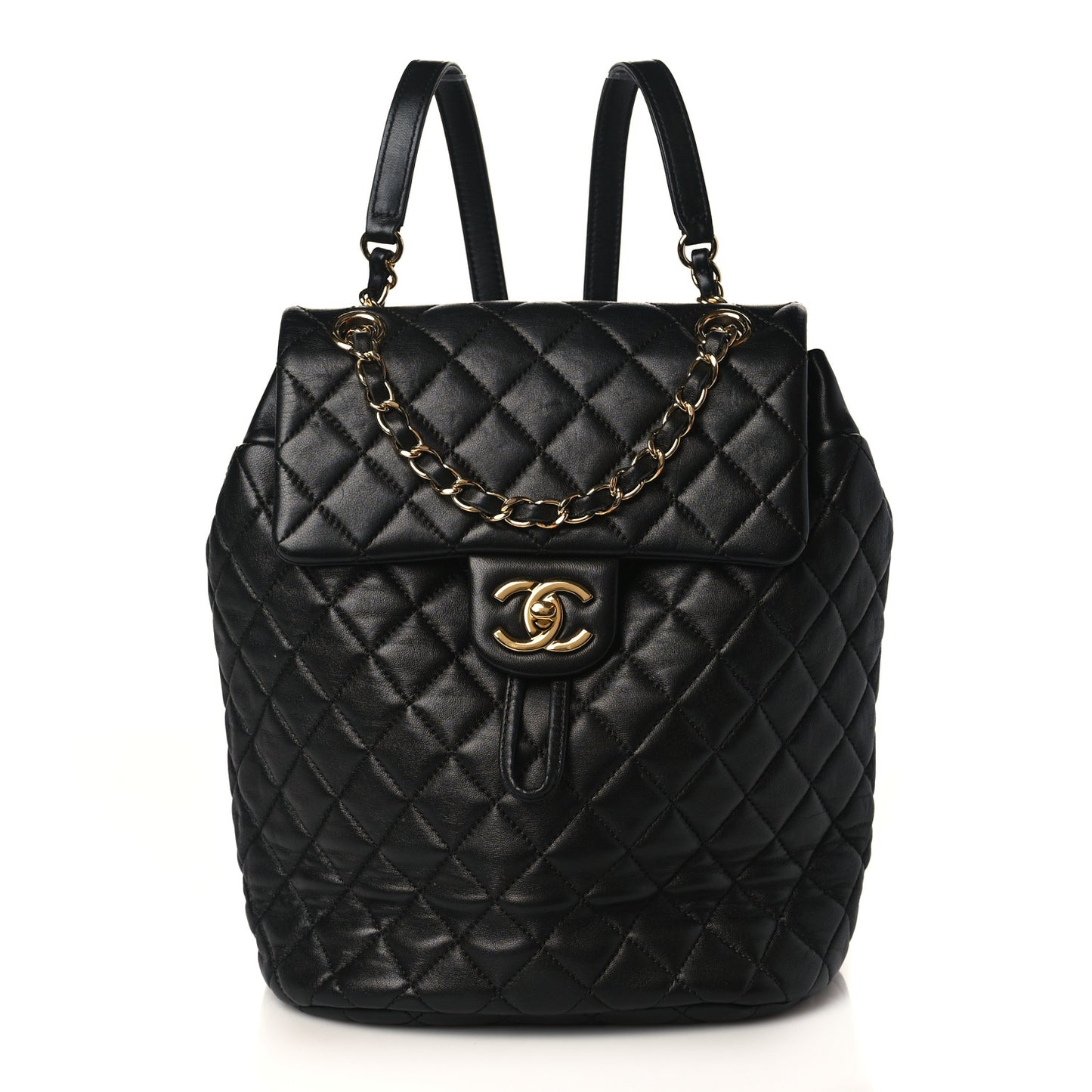 Lambskin Quilted Small Urban Spirit Backpack Black