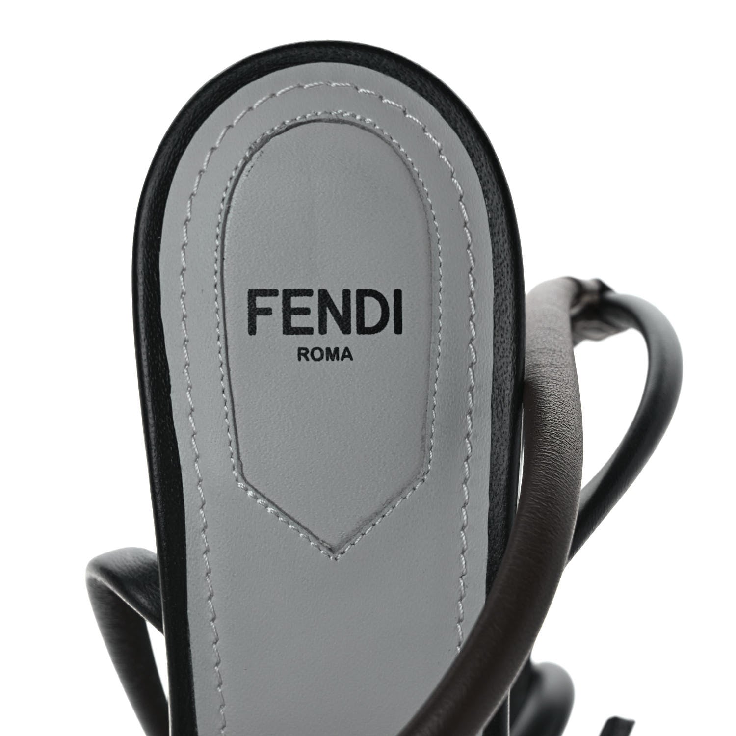 Fendi Nappa Metallic Ayers Fendi First 95mm Strappy Sandals 38.5 Black Chocolate Stagno 8 of 8