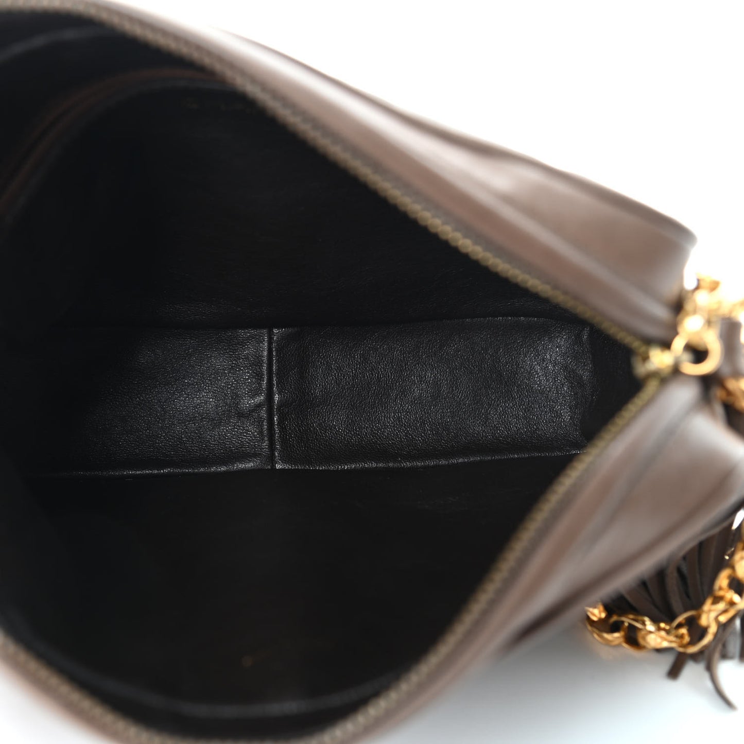 Lambskin Quilted Tassel Camera Case Brown