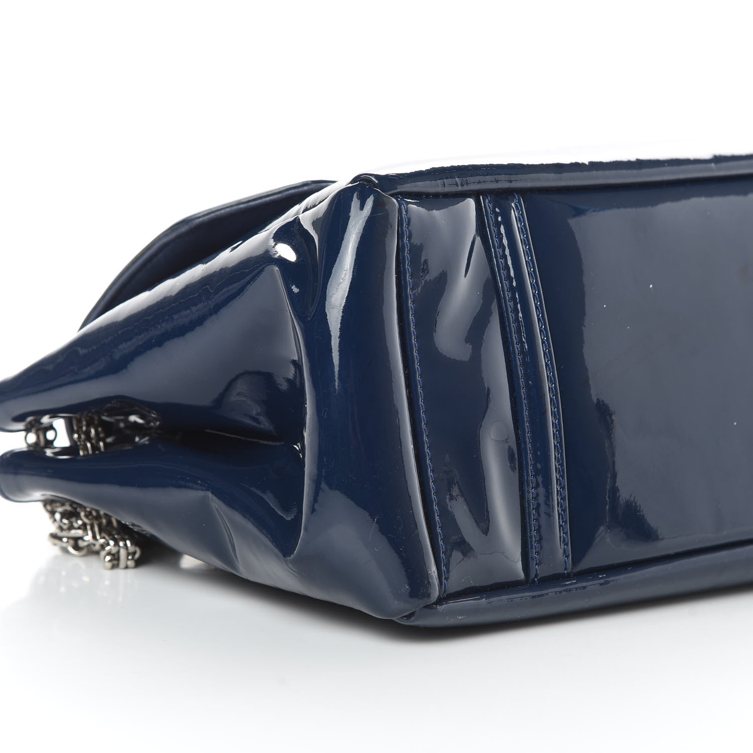 Chanel Patent Calfskin Mademoiselle Lock Bijoux Chain Flap Blue 9 of 16