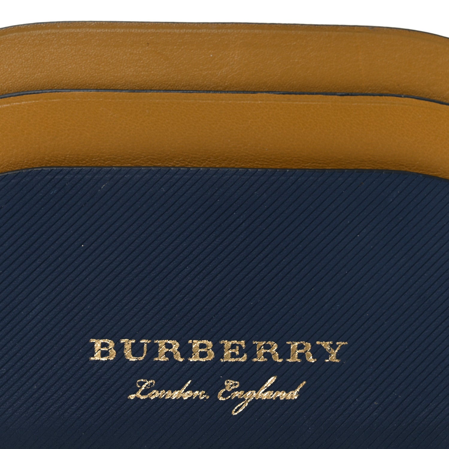 Burberry Soft Grain Calfskin Izzy Card Case Blue Carbon Camel 6 of 7