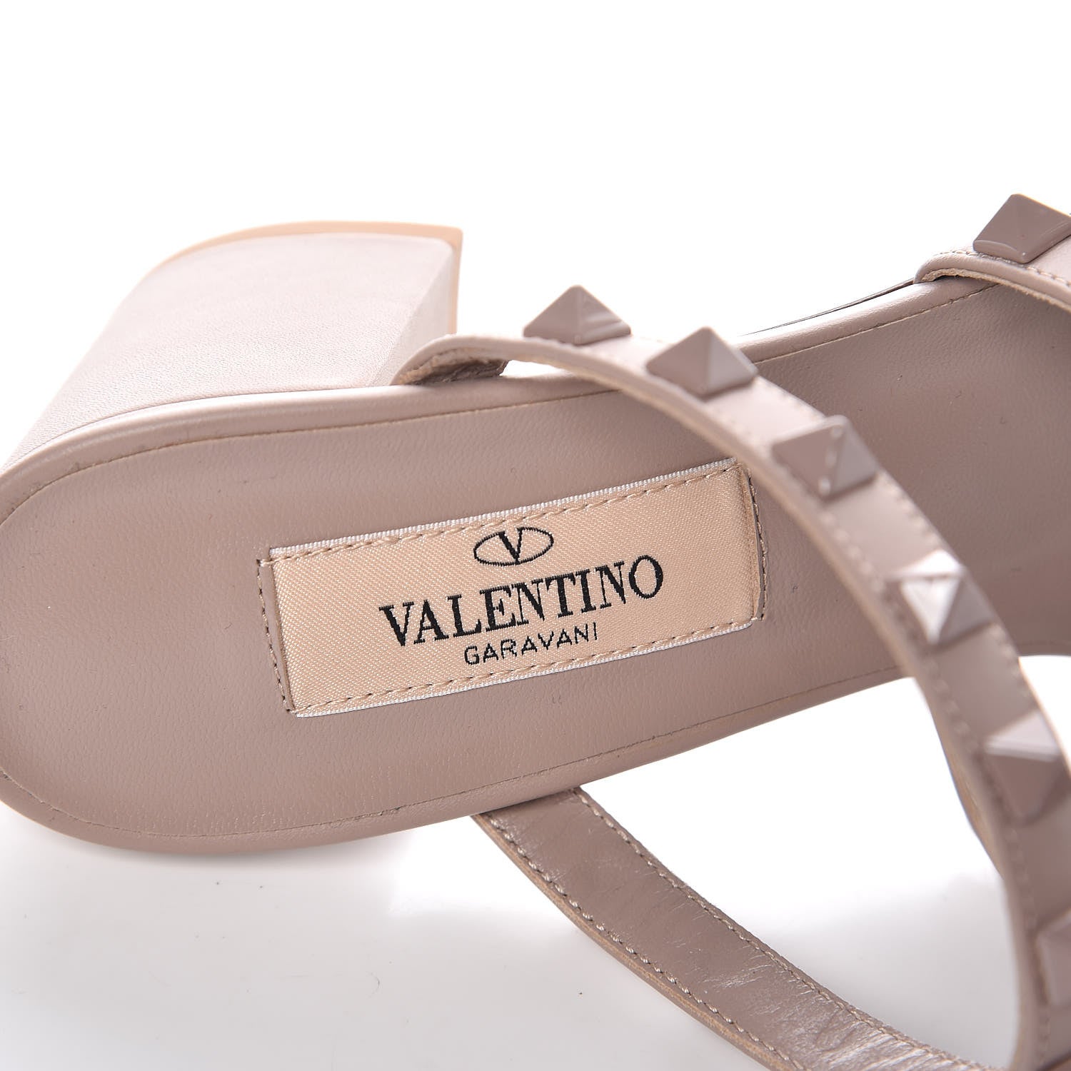Valentino Garavani Calfskin Rockstud 60mm Caged Slide Sandals 36 Poudre 7 of 9