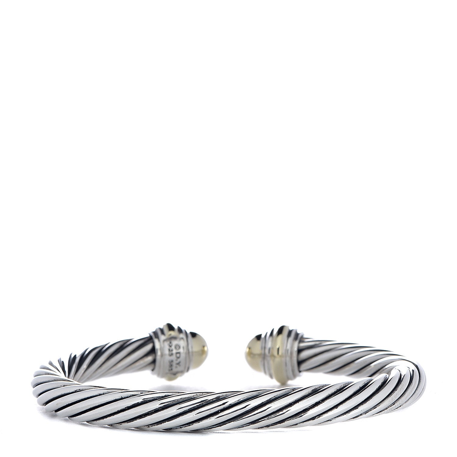 David Yurman Sterling Silver 14K Yellow Gold 7mm Cable Classics Bracelet 3 of 4