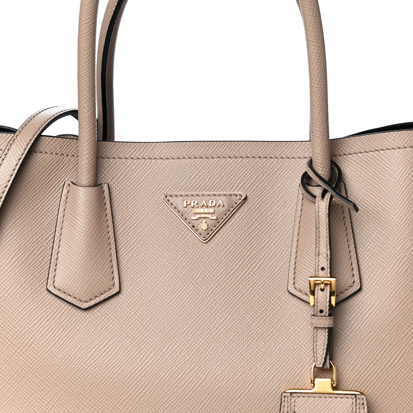 Saffiano Cuir Medium Double Bag Cammeo Black