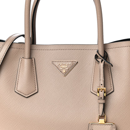 Prada Saffiano Cuir Medium Double Bag Cammeo Black 8 of 10